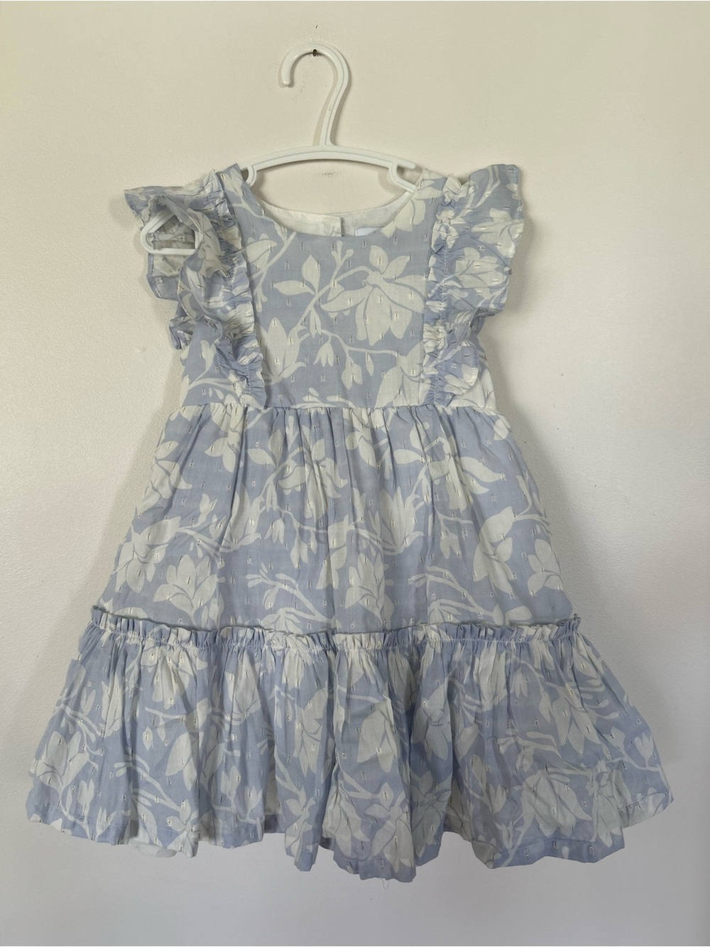 Jason Wu Girls Floral Ruffle Dress 3T Blue White